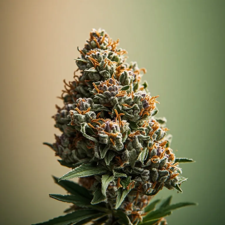 Biscotti — indica-dominant hybrid cannabis flower, macro photo