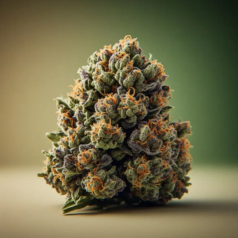 Blueberry Muffin — indica-dominant hybrid cannabis flower, macro photo