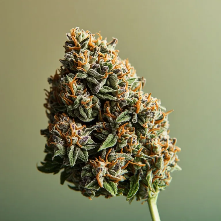Garlic Breath — indica cannabis flower, macro photo