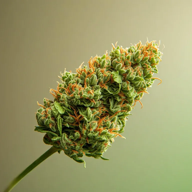 Harlequin — sativa-dominant hybrid cannabis flower, macro photo